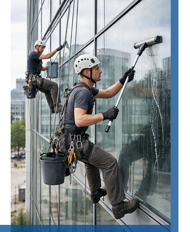 Мойка витражей альпинистами в Колпине от 722 р. под ключ|ВЫСОТНИК-Клп