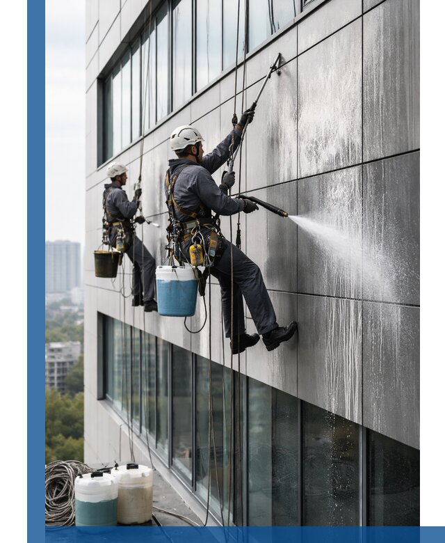 Профессиональная мойка вентилируемых фасадов в Колпине