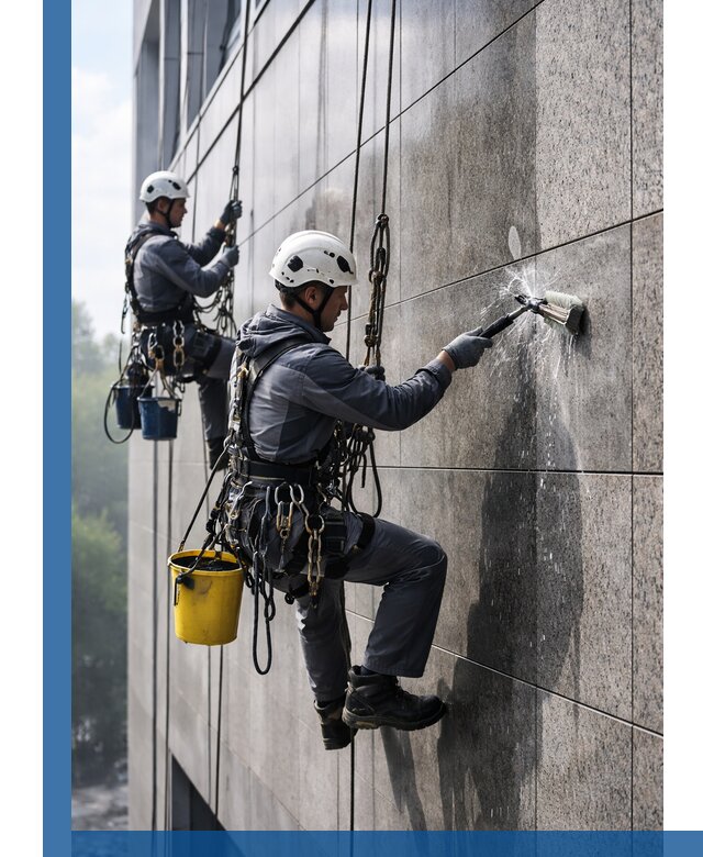 Профессиональная мойка фасада из керамогранита в Колпине