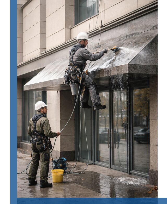 Профессиональная мойка козырьков и навесов в Колпине