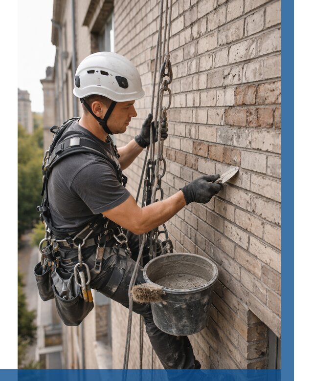 Ремонт кирпичной кладки фасада в Колпине от 1857 р. | ВЫСОТНИК-Клп