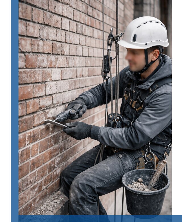 Расшивка кирпичных швов фасадов и стен, ремонт в Колпине