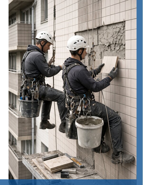 Ремонт облицовки фасада плиткой в Колпине от 1857 р. | ВЫСОТНИК-Клп