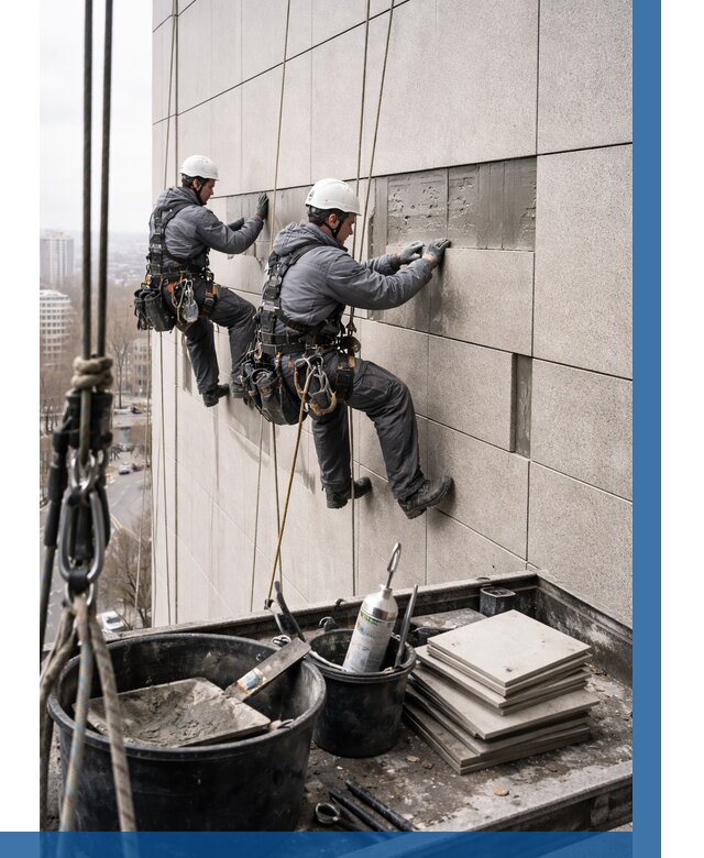 Ремонт фасада из керамогранита в Колпине от 2579 р. | ВЫСОТНИК-Клп