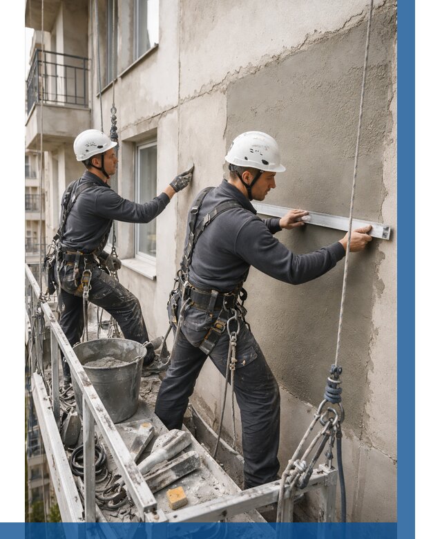 Штукатурка фасада на высоте в Колпине от 928 р. | ВЫСОТНИК-Клп