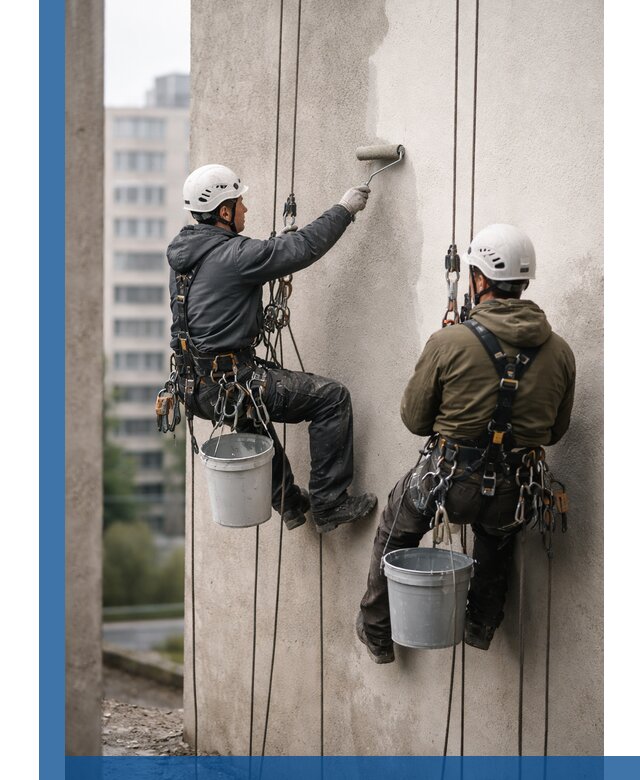 Покраска фасадов высотными альпинистами в Колпине с гарантией