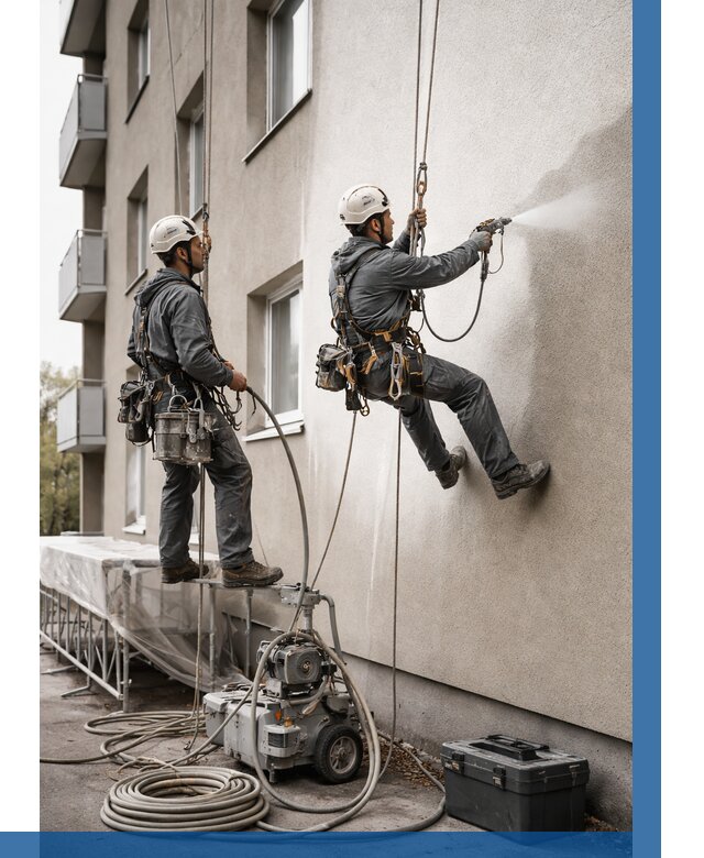 Безвоздушная покраска фасада в Колпине от 227 р/м² | ВЫСОТНИК-Клп