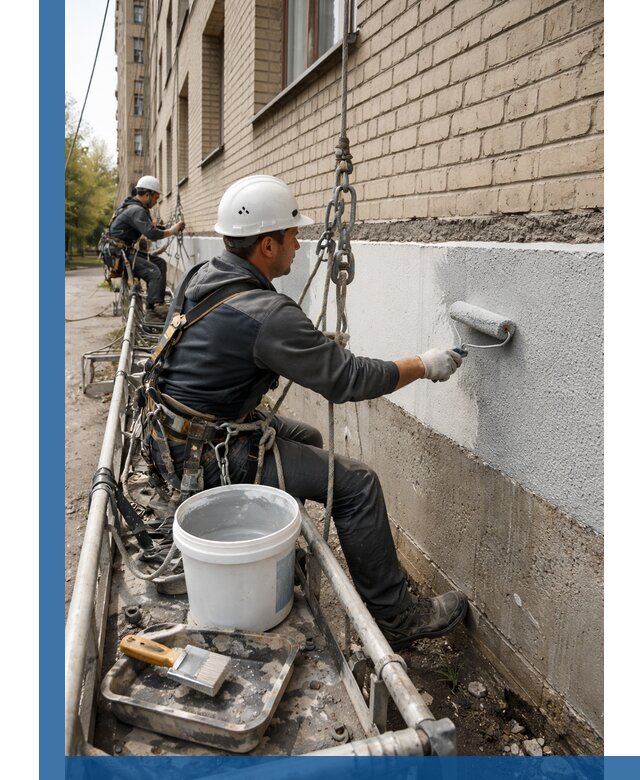 Окраска цоколя здания в Колпине профессионально и надежно