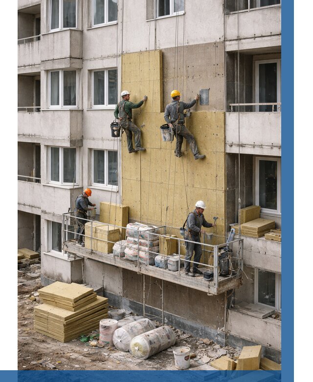 Утепление фасада минватой в Колпине от 1547 р. | ВЫСОТНИК-Клп