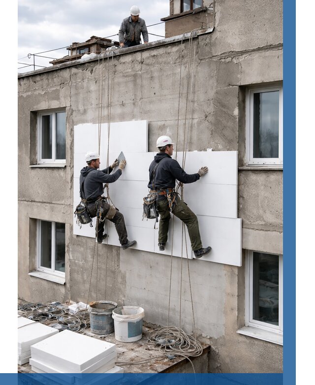 Утепление фасада пенополистиролом в Колпине от 1857 р. | ВЫСОТНИК-Клп