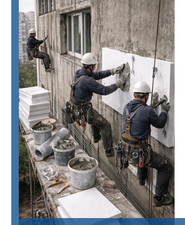 Утепление фасада пенополистиролом в Колпине под ключ