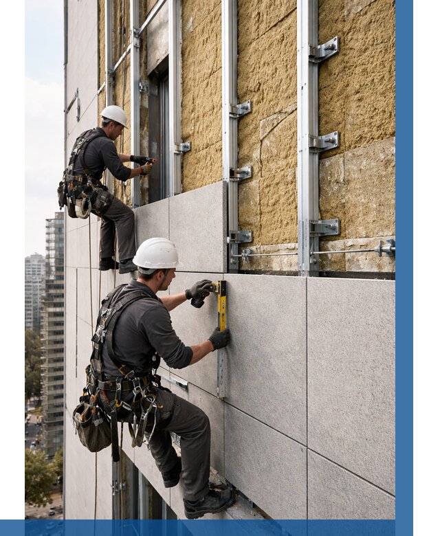 Монтаж вентилируемого фасада в Колпине от 3610 р. | ВЫСОТНИК-Клп