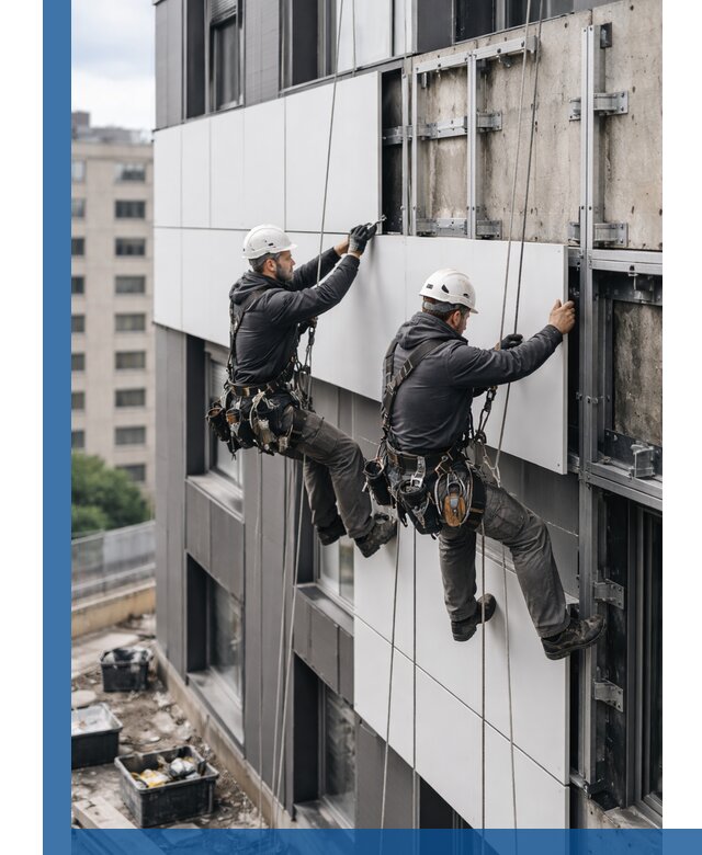 Монтаж композитных панелей фасада в Колпине под ключ