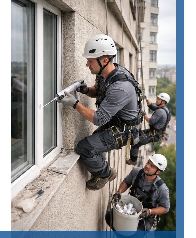 Герметизация оконных швов снаружи в Колпине от 1547 р. | ВЫСОТНИК-Клп