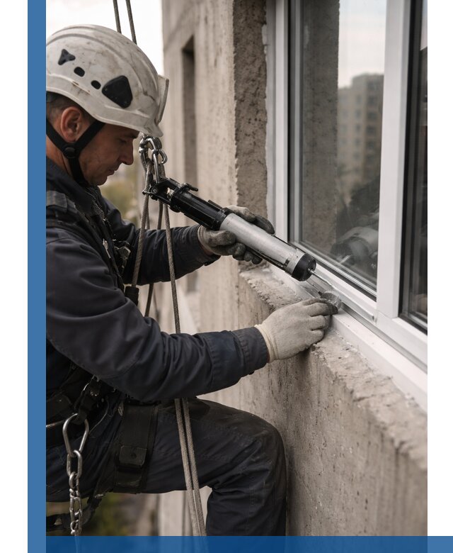 Герметизация оконных швов снаружи в Колпине профессионально