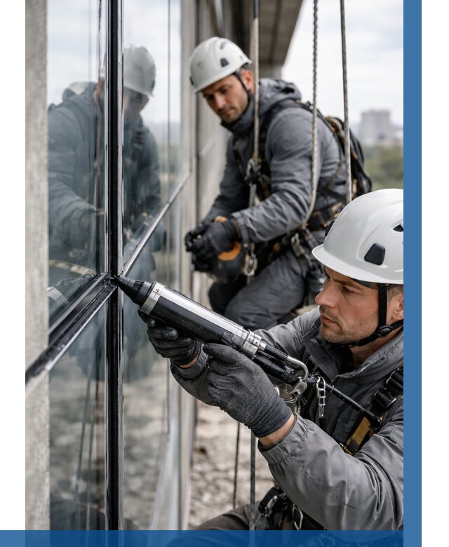 Герметизация витражных швов в Колпине от 670 р. | ВЫСОТНИК-Клп