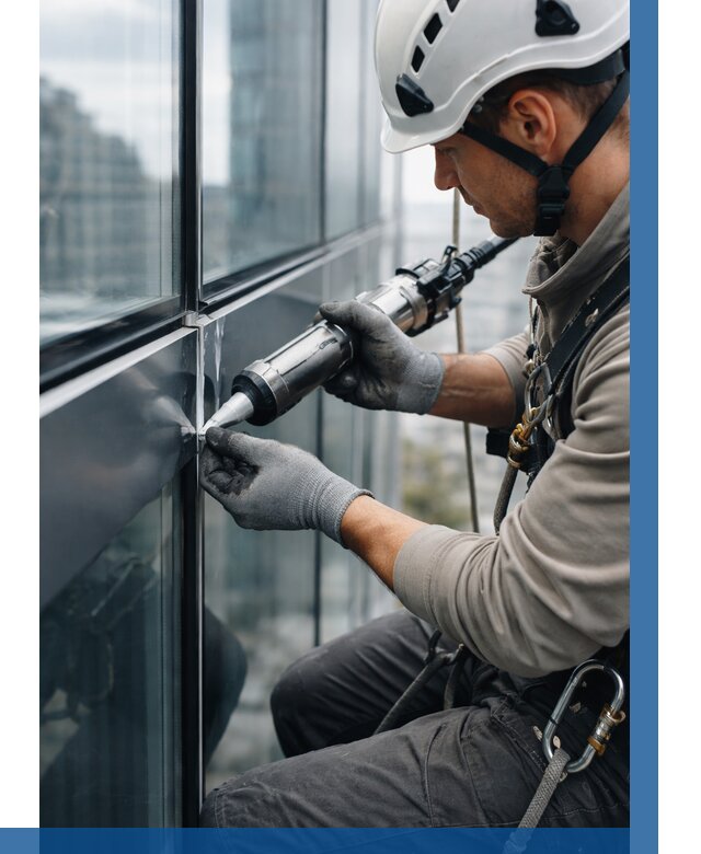 Герметизация стыков витража в Колпине от 1238 р. | ВЫСОТНИК-Клп