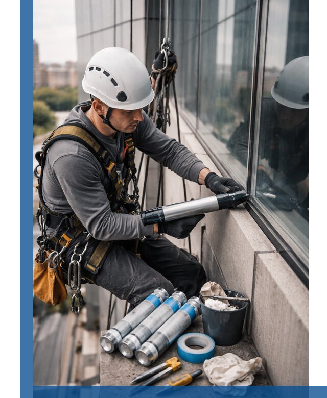 Герметизация стыков витража в Колпине для герметичных фасадов