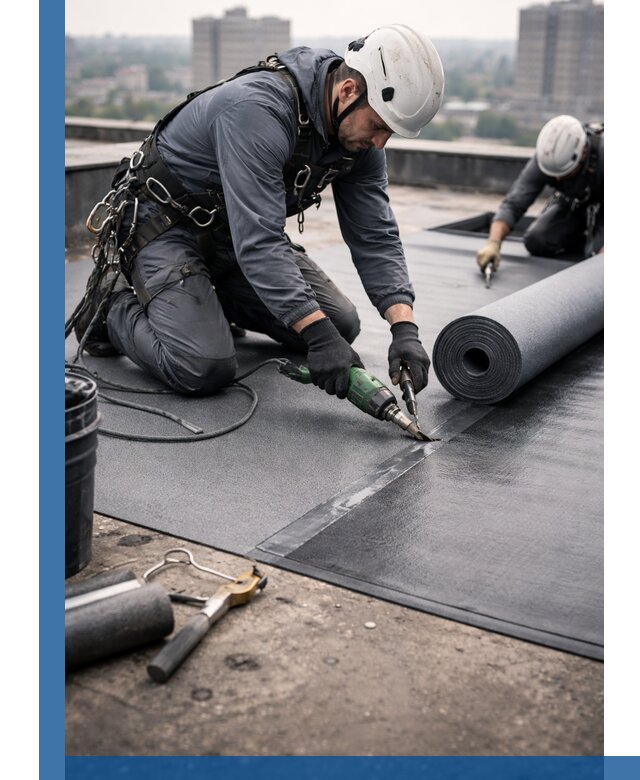 Ремонт мягкой кровли в Колпине с выездом промальпинистов