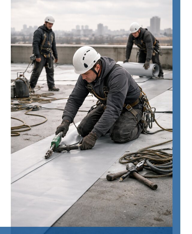 Ремонт мембранной кровли в Колпине от 1857 р./м2 | ВЫСОТНИК-Клп