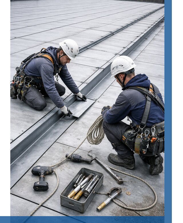 Ремонт фальцевой кровли в Колпине от 722 р. | ВЫСОТНИК-Клп