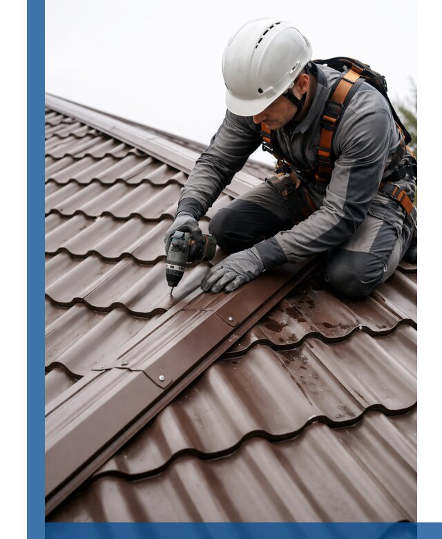 Ремонт металлочерепицы на крыше в Колпине профессионально