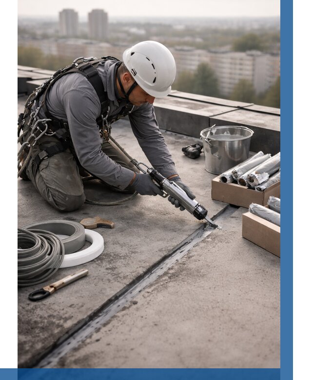 Герметизация швов кровли в Колпине от 464 р./м2 | ВЫСОТНИК-Клп