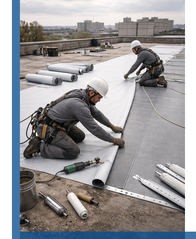 Монтаж мембранной кровли в Колпине для промышленных зданий