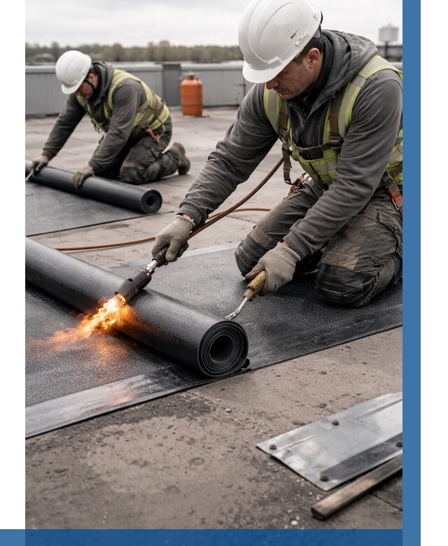 Монтаж наплавляемой кровли в Колпине от 877 р. — ВЫСОТНИК-Клп