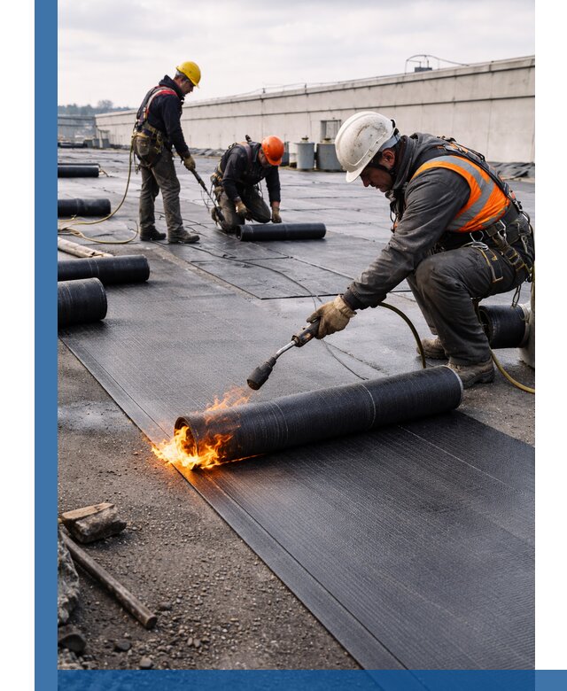 Монтаж наплавляемой кровли в Колпине профессионально