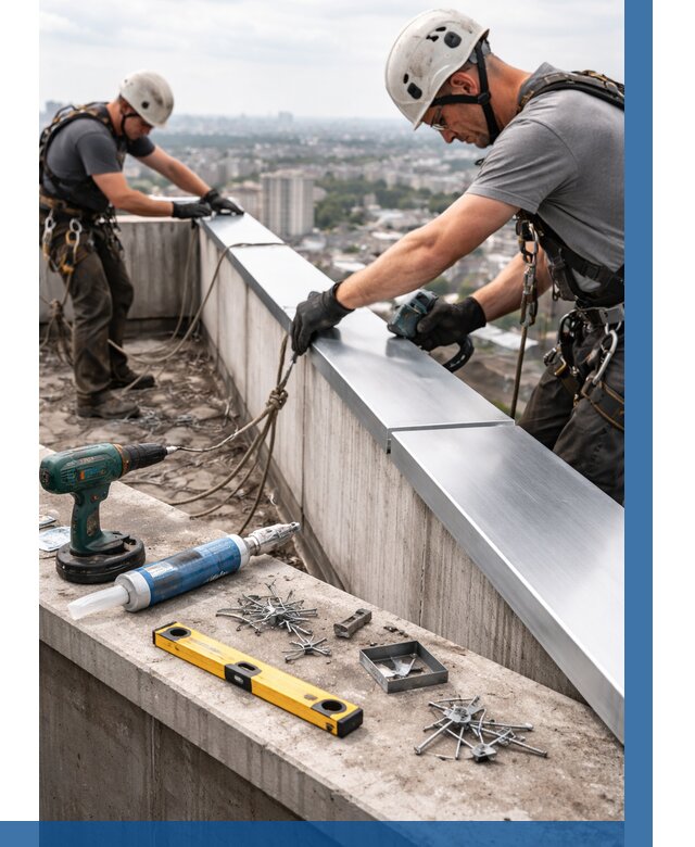 Монтаж парапетных крышек в Колпине от 825 р. | ВЫСОТНИК-Клп