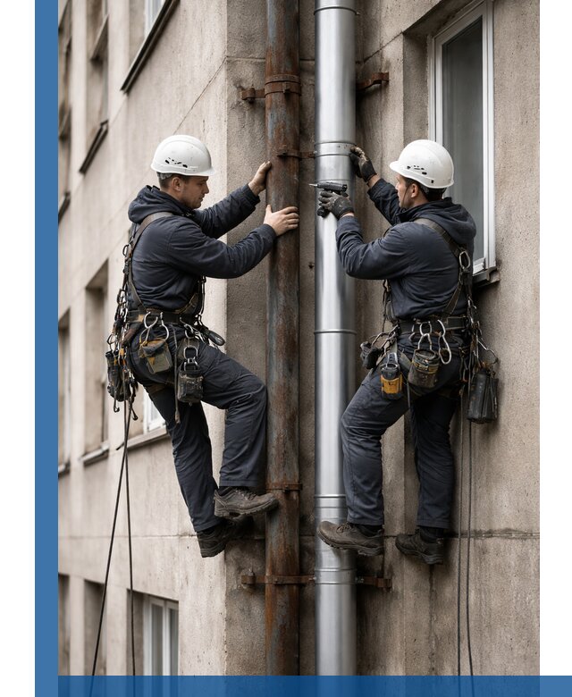 Замена водосточных труб в Колпине: монтаж и демонтаж под ключ