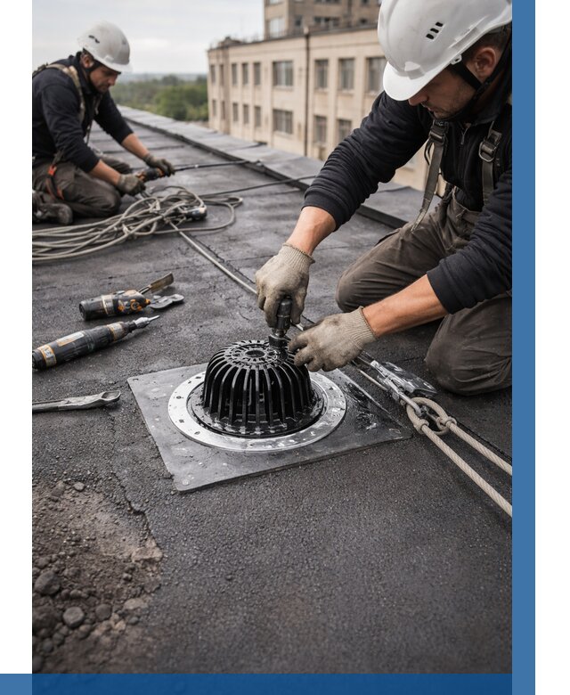 Установка водосточных воронок в Колпине цена от 3610 р. | ВЫСОТНИК-Клп