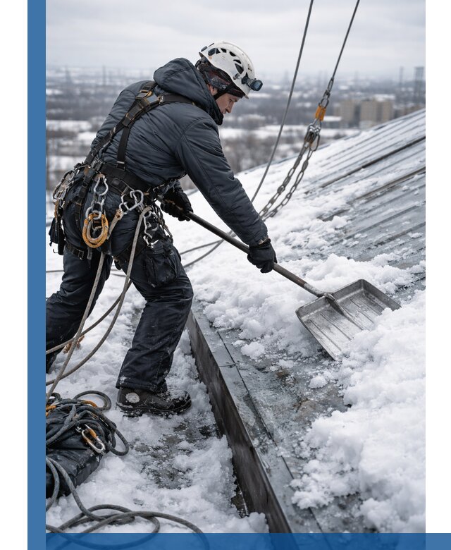 Профессиональная очистка кровли от снега и наледи в Колпине