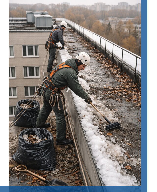 Очистка кровли по периметру в Колпине от 567 р. | ВЫСОТНИК-Клп