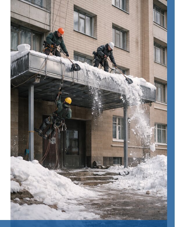 Очистка козырьков от снега в Колпине от 3610 р. | ВЫСОТНИК-Клп