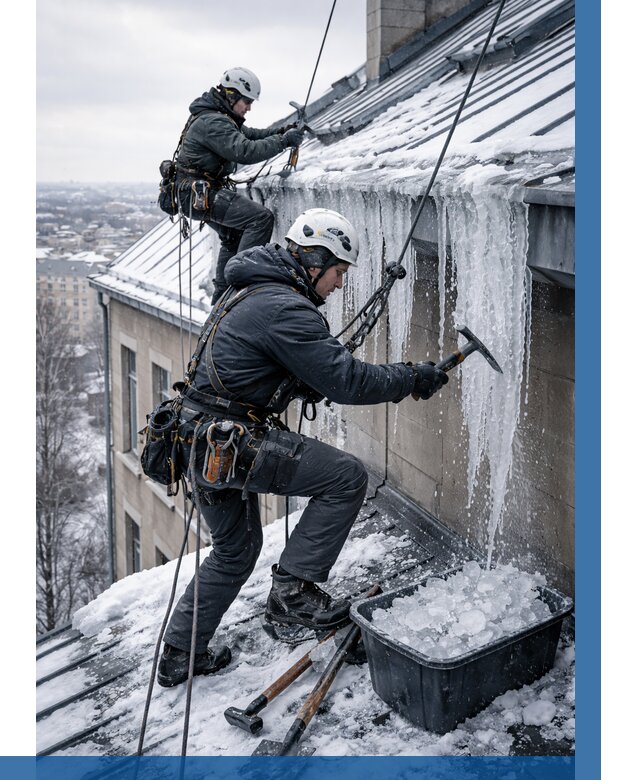 Удаление наледи с кровли в Колпине от 5673 р. | ВЫСОТНИК-Клп