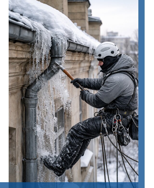 Очистка водостоков от льда в Колпине от 3610 р. | ВЫСОТНИК-Клп