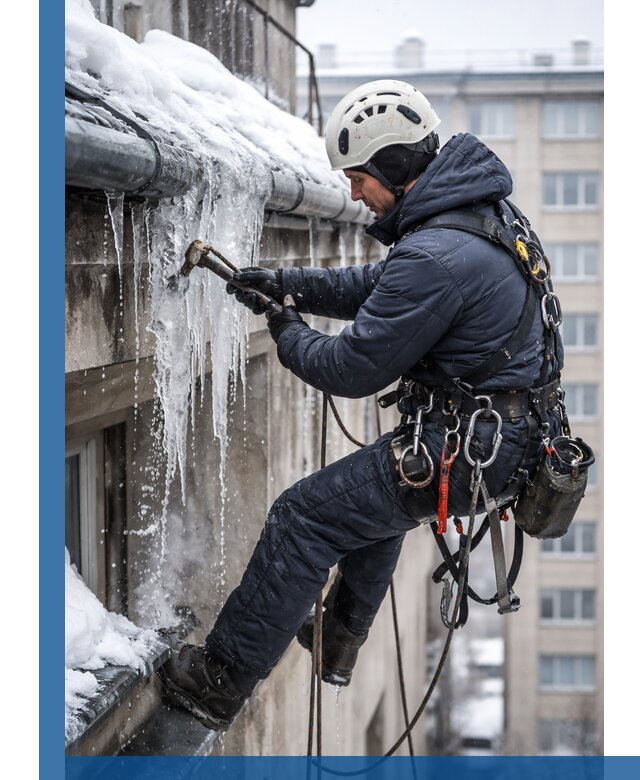 Удаление наледи и чистка водостоков в Колпине оперативно и безопасно