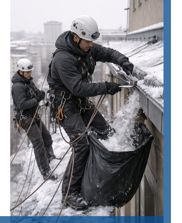 Аварийная очистка крыши в Колпине под ключ от 309 р. | ВЫСОТНИК-Клп