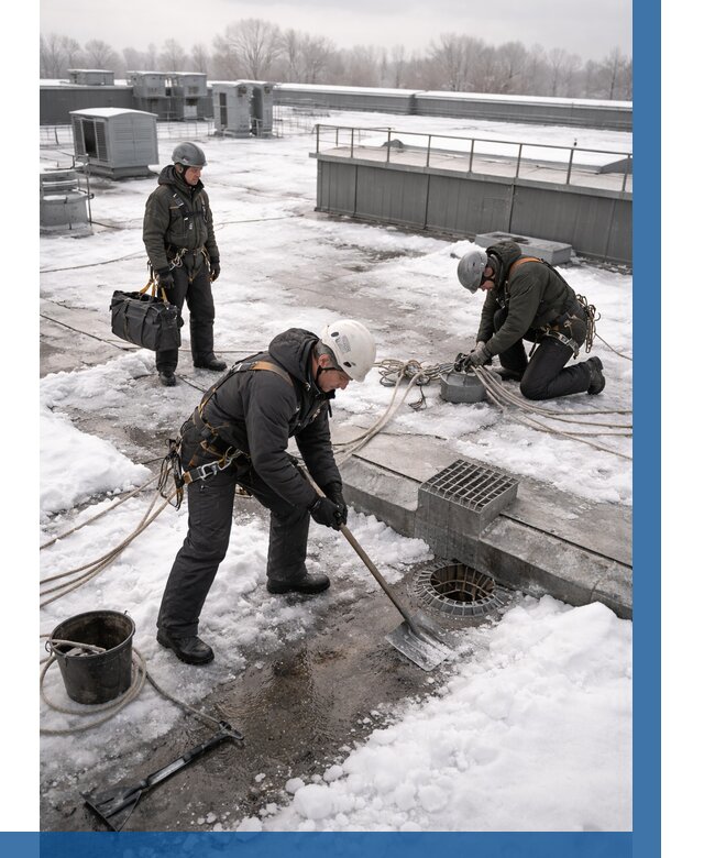 Абонентское обслуживание кровли зимой в Колпине от 8252 р. | ВЫСОТНИК-Клп