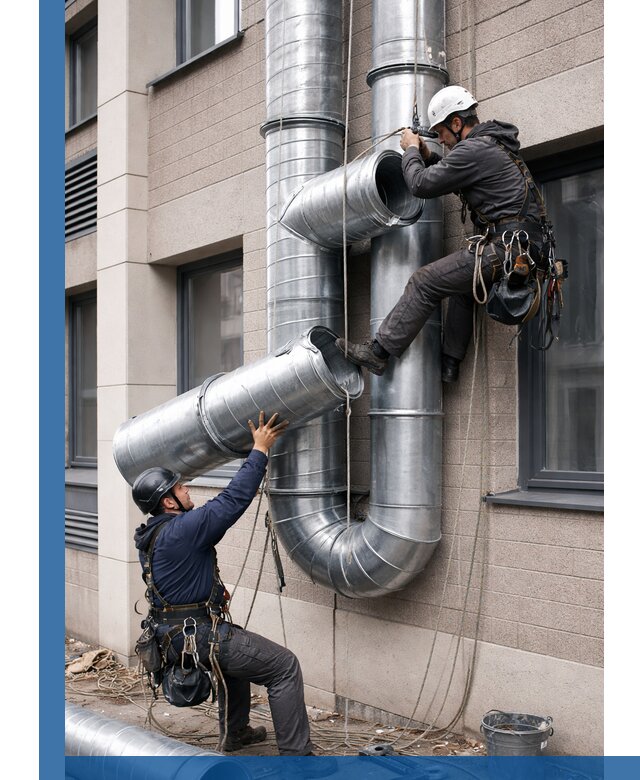 Монтаж фасадных воздуховодов в Колпине с герметизацией и крепежом
