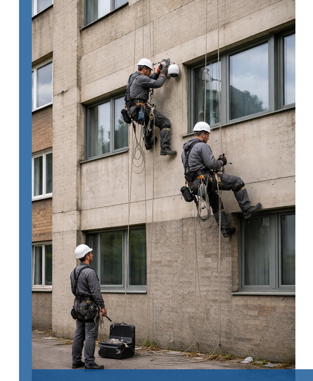 Монтаж фасадных камер видеонаблюдения в Колпине под ключ