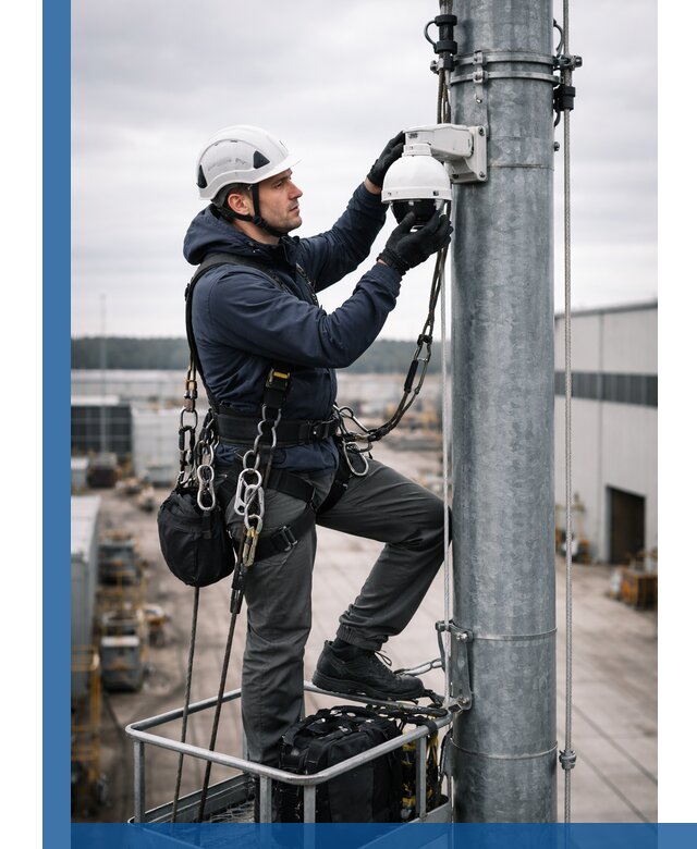 Профессиональная установка видеокамер на мачте в Колпине