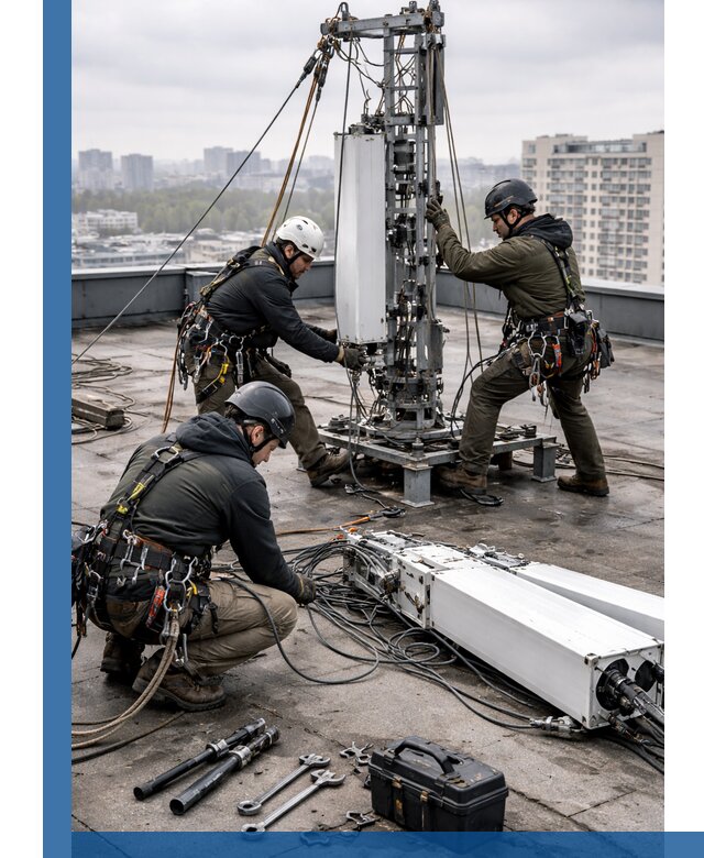 Демонтаж антенн на крыше зданий в Колпине с гарантией