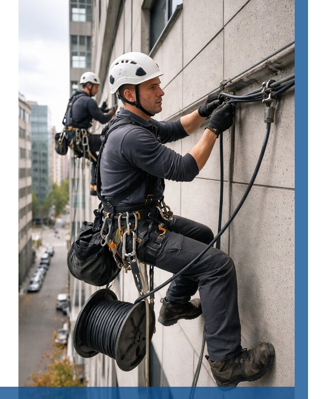 Прокладка кабеля по фасаду в Колпине от 361 р. | ВЫСОТНИК-Клп