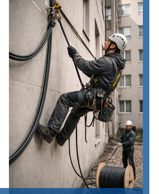 Протяжка кабеля питания на высоте в Колпине от 464 р. | ВЫСОТНИК-Клп