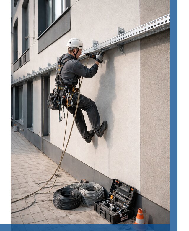 Монтаж кабельных лотков на фасаде в Колпине от 1238 р. | ВЫСОТНИК-Клп