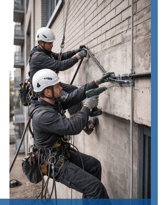 Крепление кабеля на фасаде в Колпине от 361 р. | ВЫСОТНИК-Клп