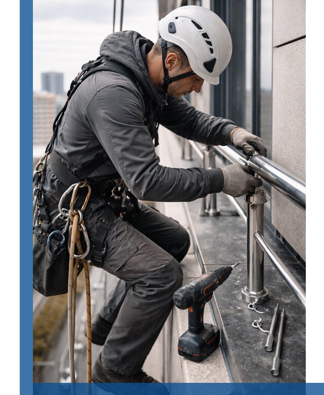 Монтаж ограждений на высоте в Колпине для зданий и конструкций